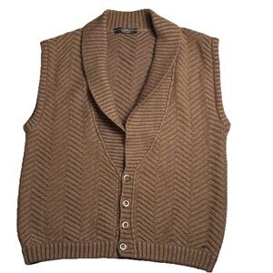 Dimitri Italian Mohair Herringbone Wool Vest Grandpa Sweater